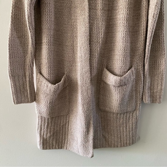 NEW Barefoot Dreams CozyChic Long Weekend Cardigan Sweater Khaki Tan Women’s XS - Picture 3 of 7